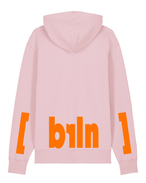 [berlin] Cotton Pink – hoodie: cotton pink / schriftfarbe [brln]: neon orange