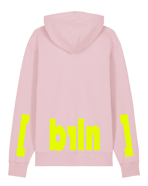 [berlin] Cotton Pink – hoodie: cotton pink / schriftfarbe [brln]: neon yellow