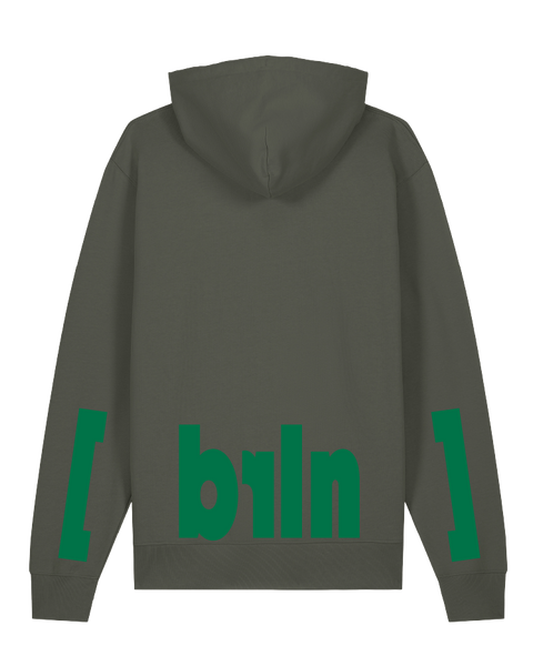 [berlin] Khaki – hoodie: khaki / schriftfarbe [brln]: dark green