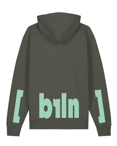 [berlin] Khaki – hoodie: khaki / schriftfarbe [brln]: mint