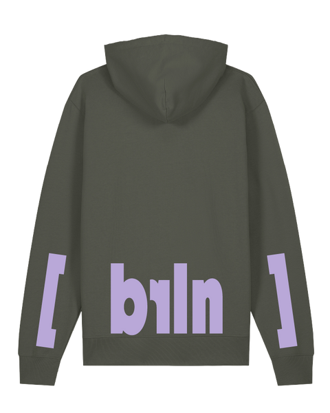 [berlin] Khaki – hoodie: khaki / schriftfarbe [brln]: violet