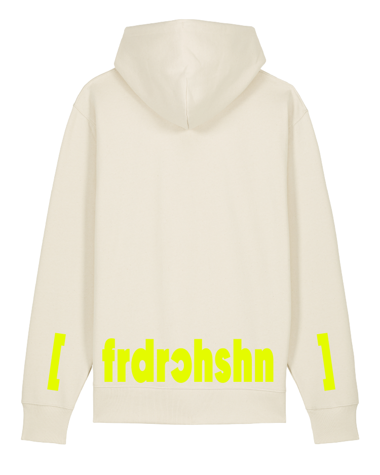 hoodie offwhite friedrichshain beige weiß neon gelb print hmbrg berlin