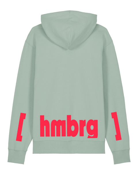 [hamburg] Aloe – hoodie: aloe / schriftfarbe [hmbrg]: neon red