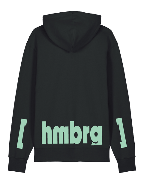 [hamburg] Black – hoodie: black / schriftffarbe [hmbrg]: mint