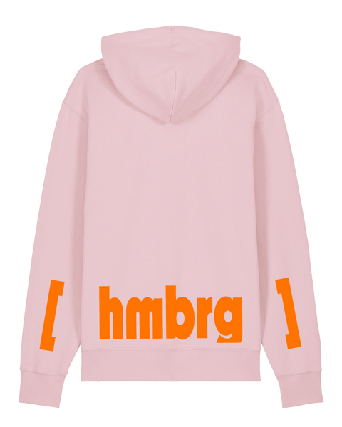 [hamburg] Cotton Pink – hoodie: cotton pink / schriftfarbe [hmbrg]: neon orange