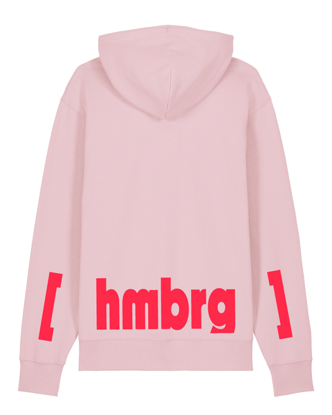 [hamburg] Cotton Pink – hoodie: cotton pink / schriftfarbe [hmbrg]: neon red