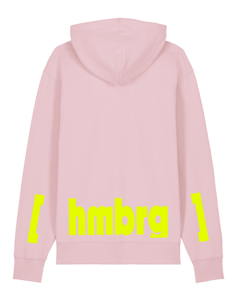 [hamburg] Cotton Pink – hoodie: cotton pink / schriftfarbe [hmbrg]: neon yellow