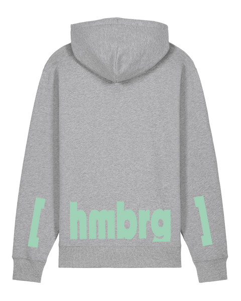 [hamburg] Heather Grey – hoodie: heather grey / schriftfarbe [hmbrg]: mint