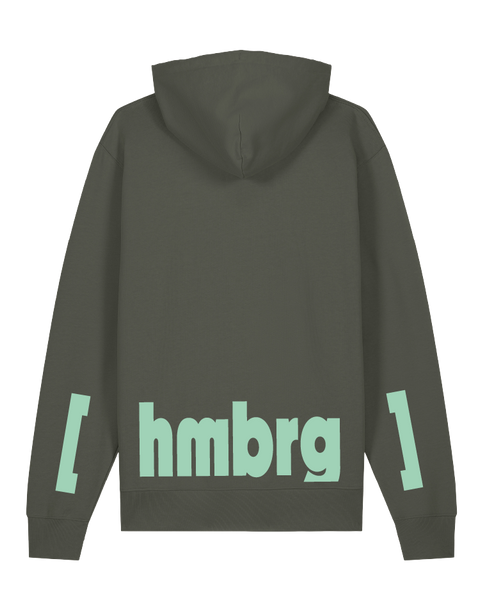 [hamburg] Khaki – hoodie: khaki / schriftfarbe [hmbrg]: mint