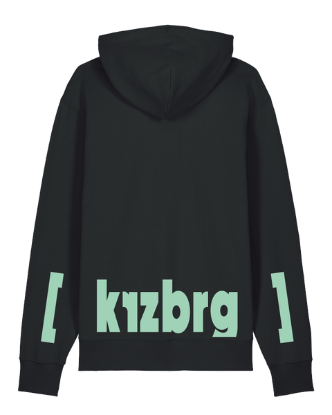[kreuzberg] Black Unisex Hoodie – hoodie: black / schriftffarbe [nklln]: mint