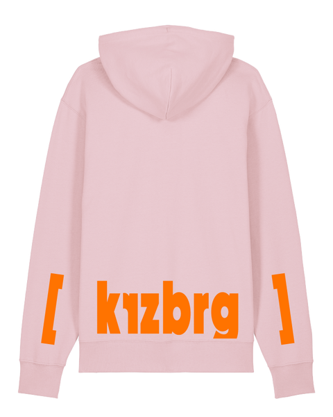 [kreuzberg] Cotton Pink Unisex Hoodie – hoodie: cotton pink / schriftfarbe [nklln]: neon orange