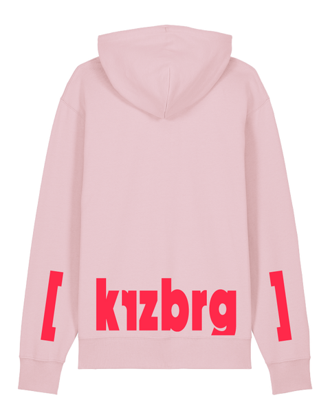 [kreuzberg] Cotton Pink Unisex Hoodie – hoodie: cotton pink / schriftfarbe [nklln]: neon red