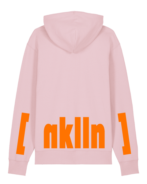 [neukölln] Cotton Pink – hoodie: cotton pink / schriftfarbe [nklln]: neon orange
