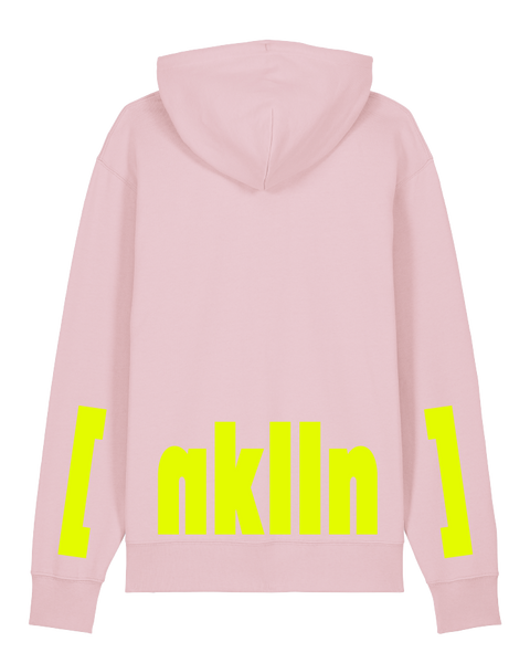 [neukölln] Cotton Pink – hoodie: cotton pink / schriftfarbe [nklln]: neon yellow