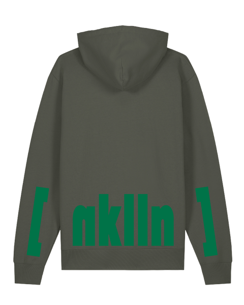 [neukölln] Khaki – hoodie: khaki / schriftfarbe [nklln]: dark green