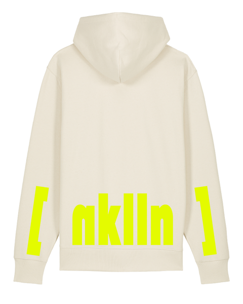 [neukölln] Natural Raw – hoodie: natural raw / schriftfarbe [nklln]: neon yellow